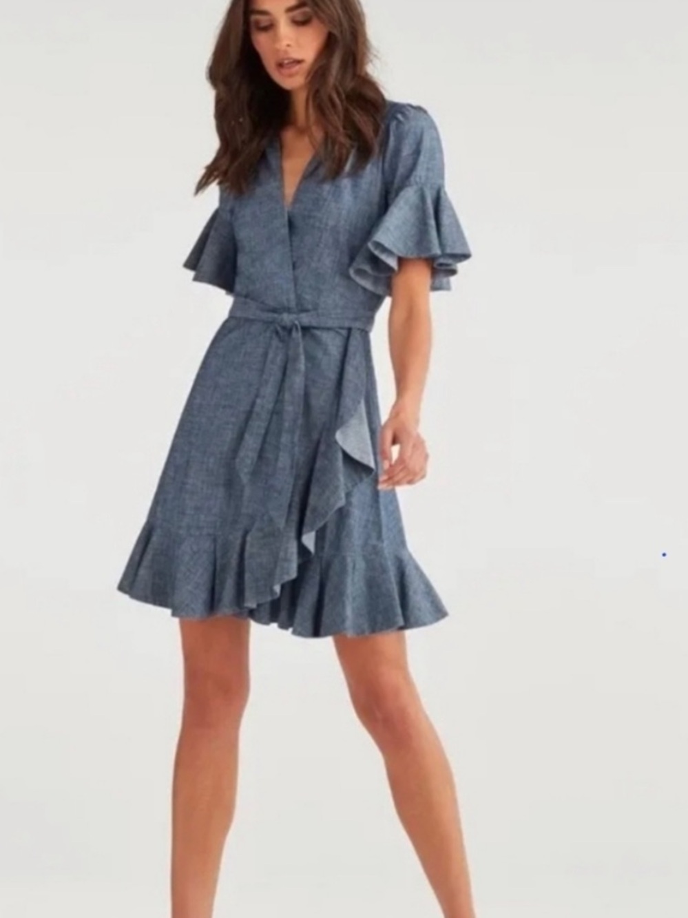 7 For All Mankind Chambray Denim Wrap Dress